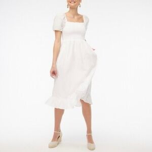JCrew White Puff Sleeve Dress